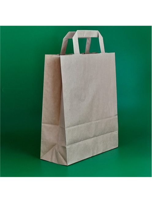Papierová taška s plochým uchom 22 cm x 28 cm + 10 cm, hnedá