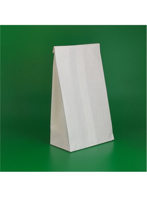 Papierový sáčok, skladaný 160 mm x 290 mm + 90 mm, biely